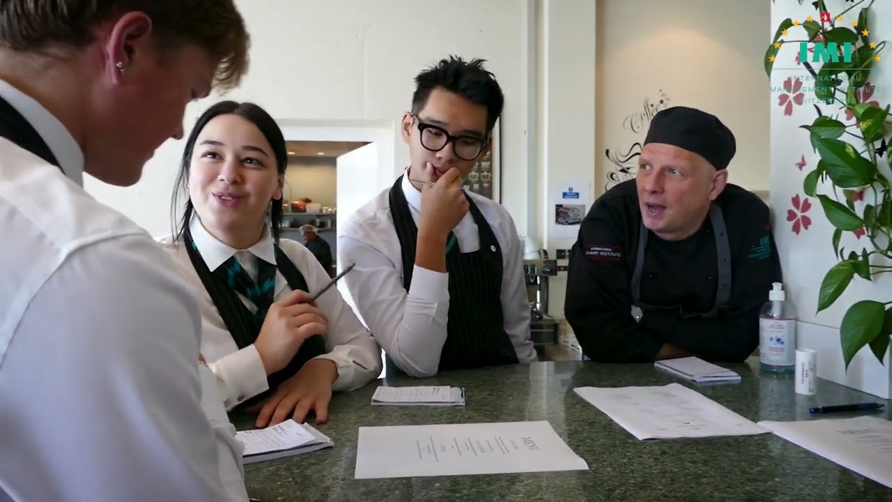 Fine dining restaurant training at a Swiss hotel school - IMI Switzerland's Swiss Room