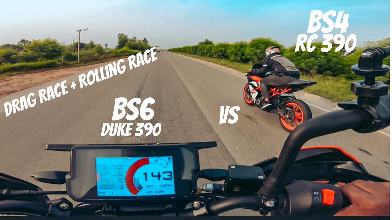 BS6 KTM Duke 390  VS BS4 KTM RC 390 | Drag Race + Rolling Race | PS MotoTube