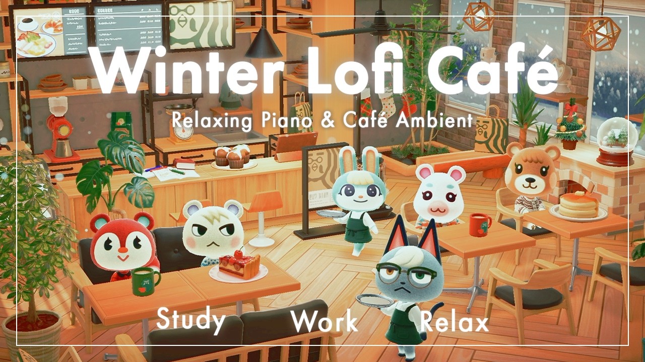 【あつ森BGM】Winter Lofi Café｜スターバックス x ハトの巣｜ピアノと環境音｜作業・勉強・リラックス・睡眠用BGM