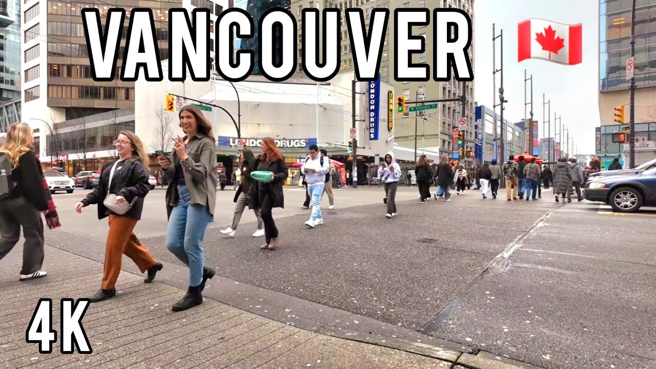 🇨🇦  [4K] 🌞 2026 March | Luxury Shopping and Street Style Walk Granville Street BC, Canada