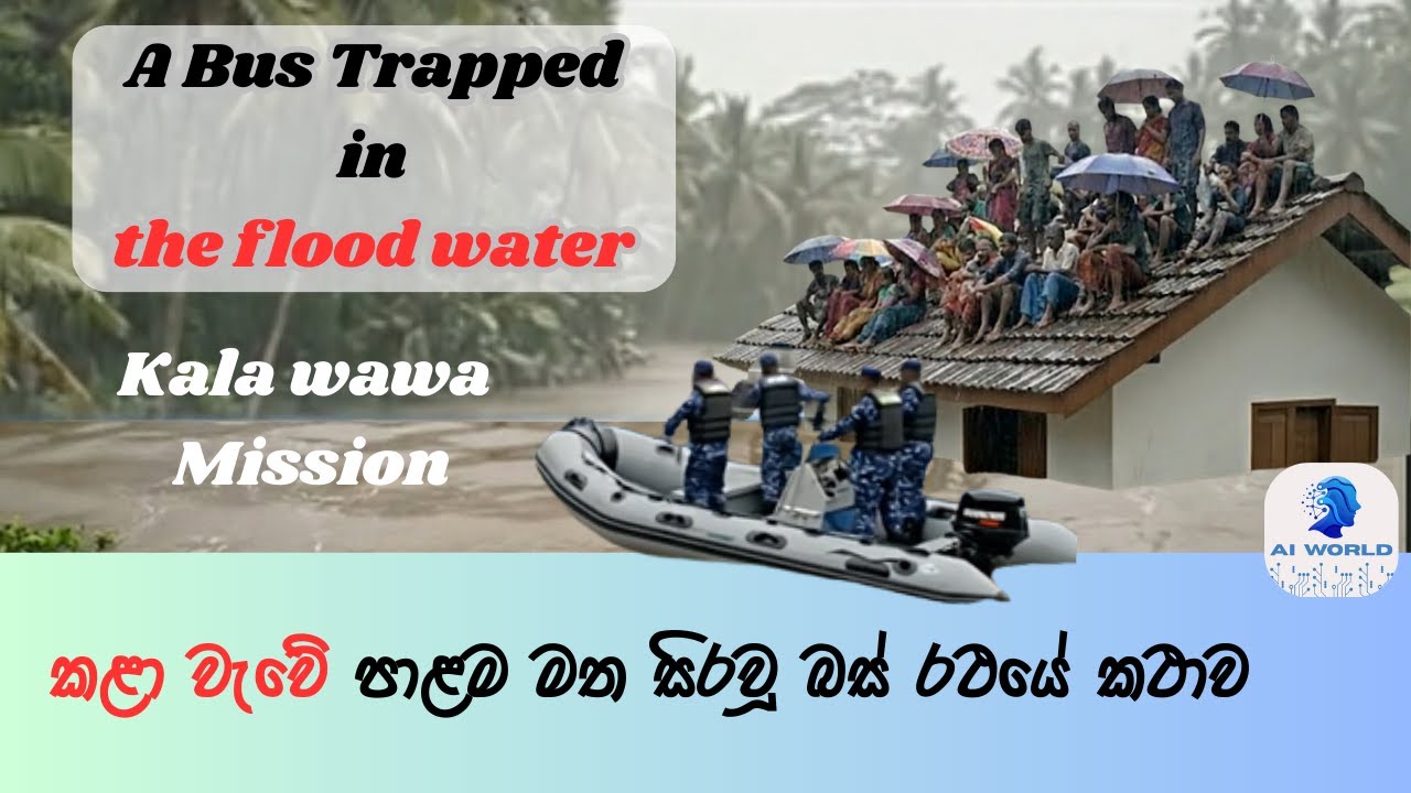 🌊 Bus Trapped in Flood Waters &ndash; Kala Wewa, Sri Lanka | AI Generated Video 🇱🇰