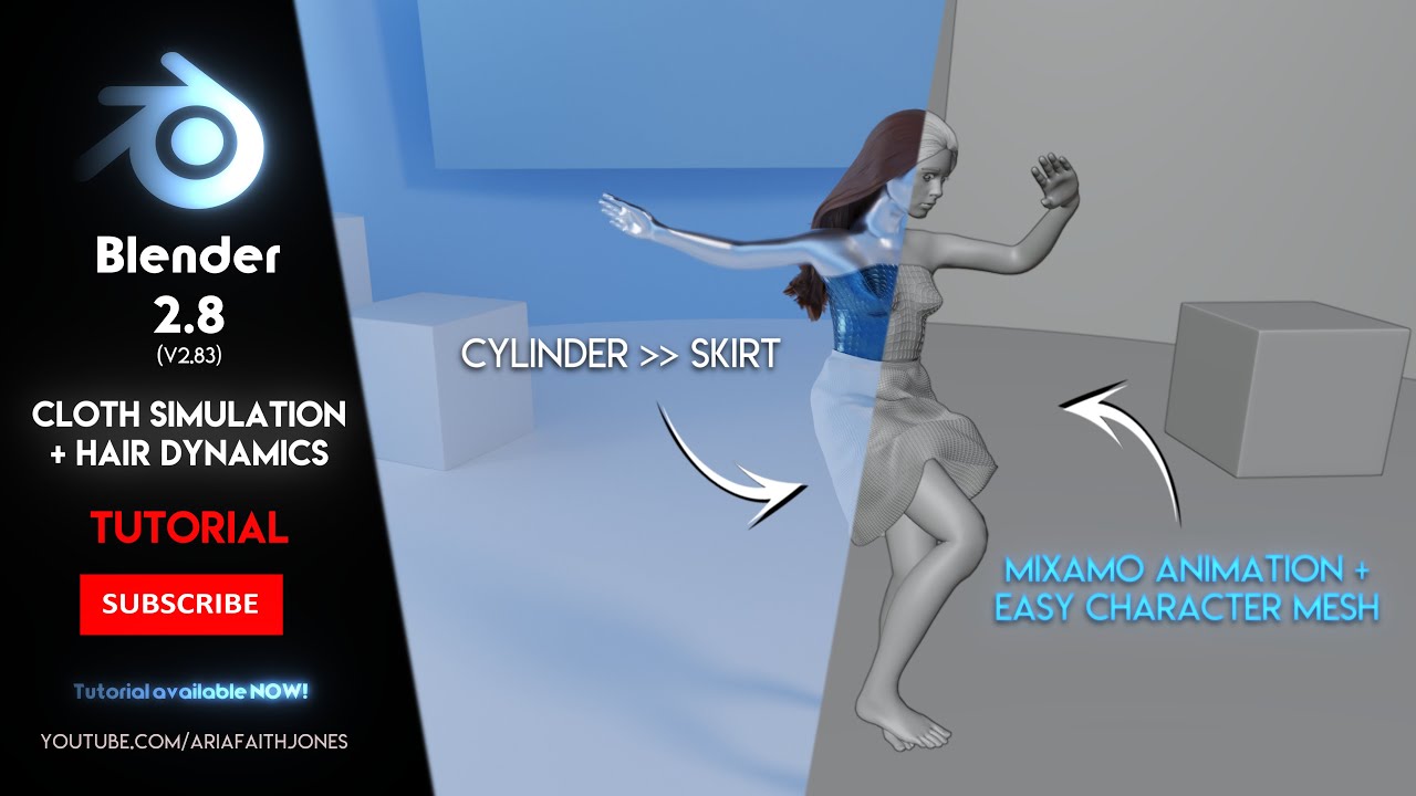 Blender 2.8 | Cloth Simulation + Particle Hair Dynamics | TUTORIAL