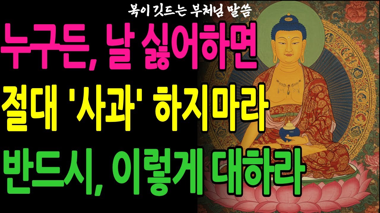 누구든 날 싫어하면, 절대 사과하지 마라 반드시 이렇게 대하라 | 부처님 말씀 | 부처님 지혜 | 석가모니 말씀 | 불교명언