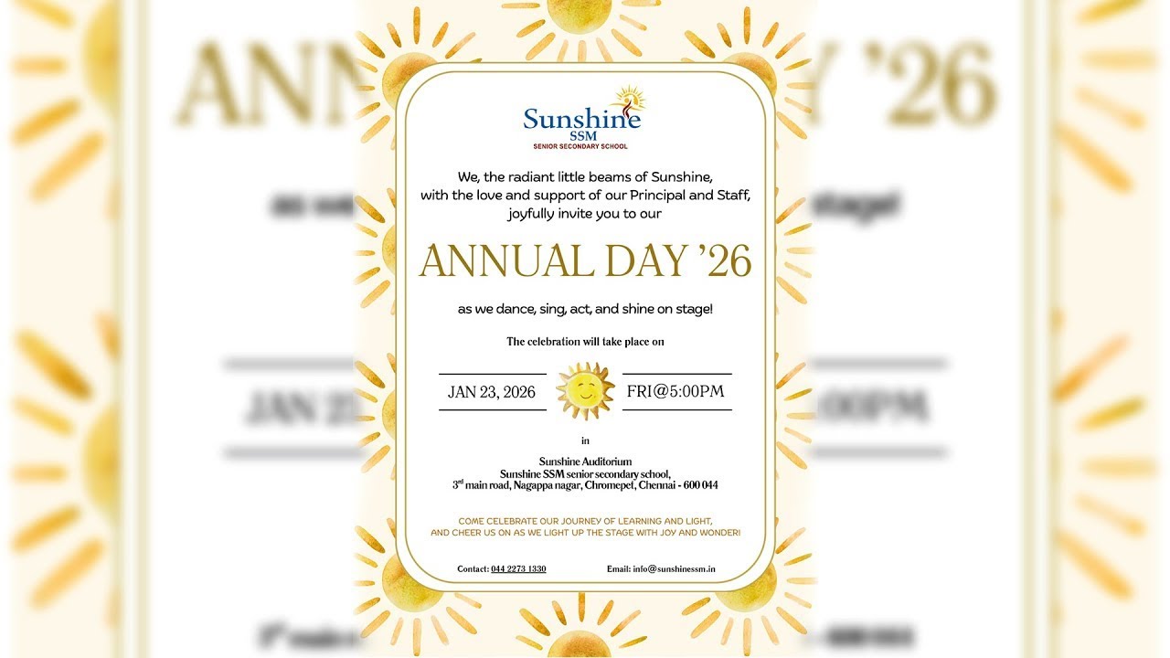 Sunshine SSM Senior Secondary School - Annual Day '26 | 23.01.2026