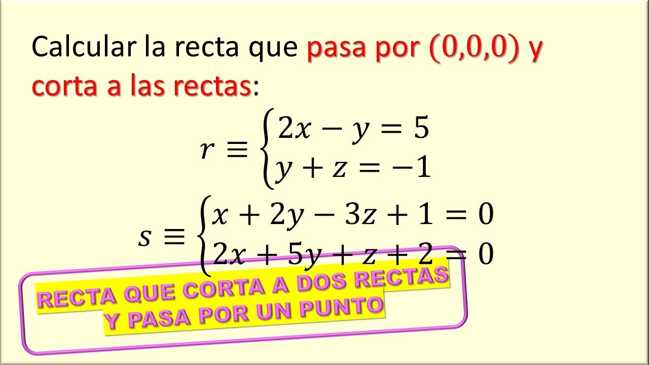 recta que pasa por un punto y corta a otras dos rectas dadas geometria espacial