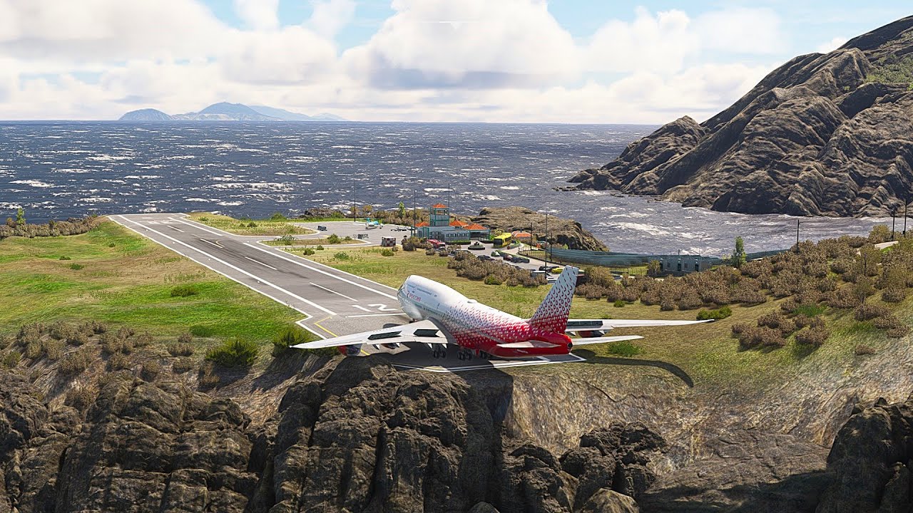 Unbelievable takeoff! ROSSIYA Airlines 747 Extreme Takeoff at Ocean Cliff Runway
