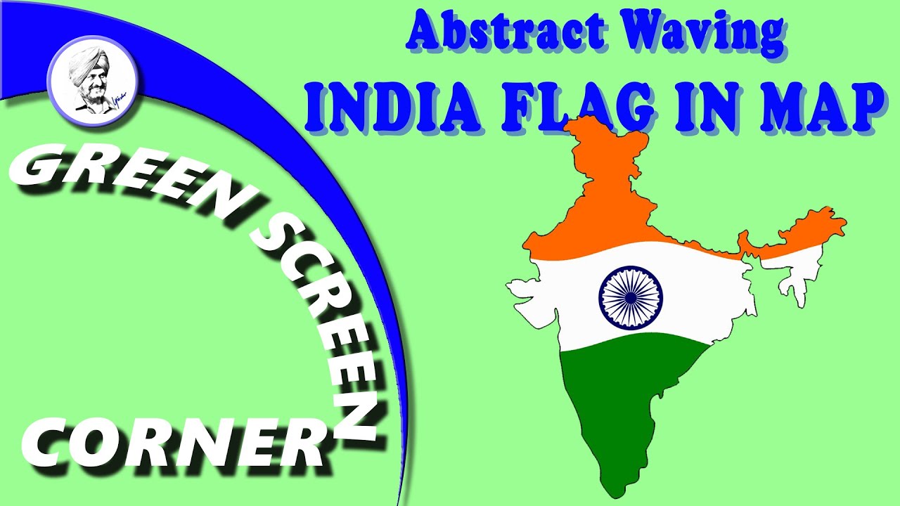 INDIA FLAG IN MAP Green Blue Screen Corner Chroma Key Animation Free Indian Tricolor Abstract Art