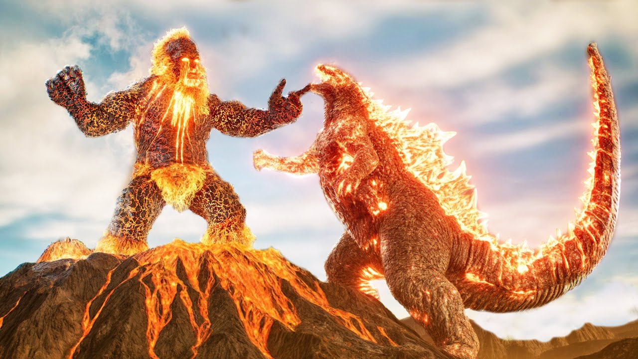 Lava Troll Emerges from Volcano - Volcano Godzilla Confronts