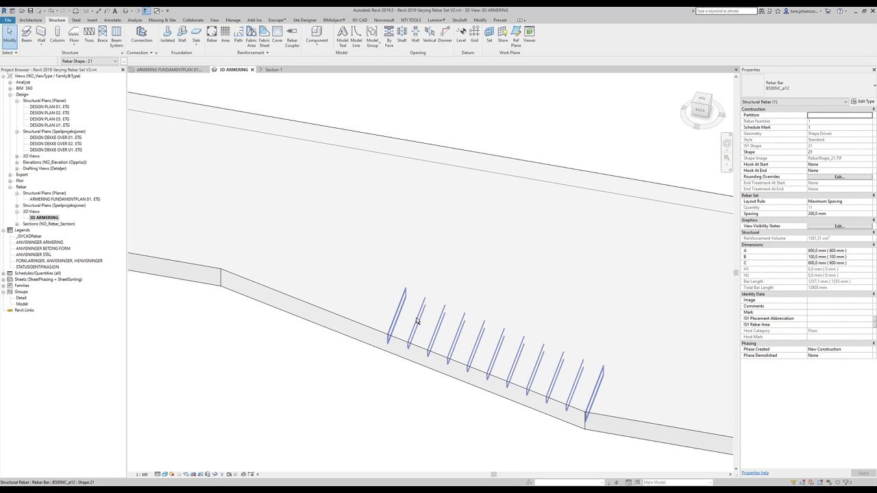 Revit 2019 Varying Rebar Set V2