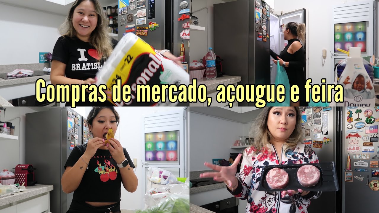 Compras de mercado, açougue e na feirinha do condomínio