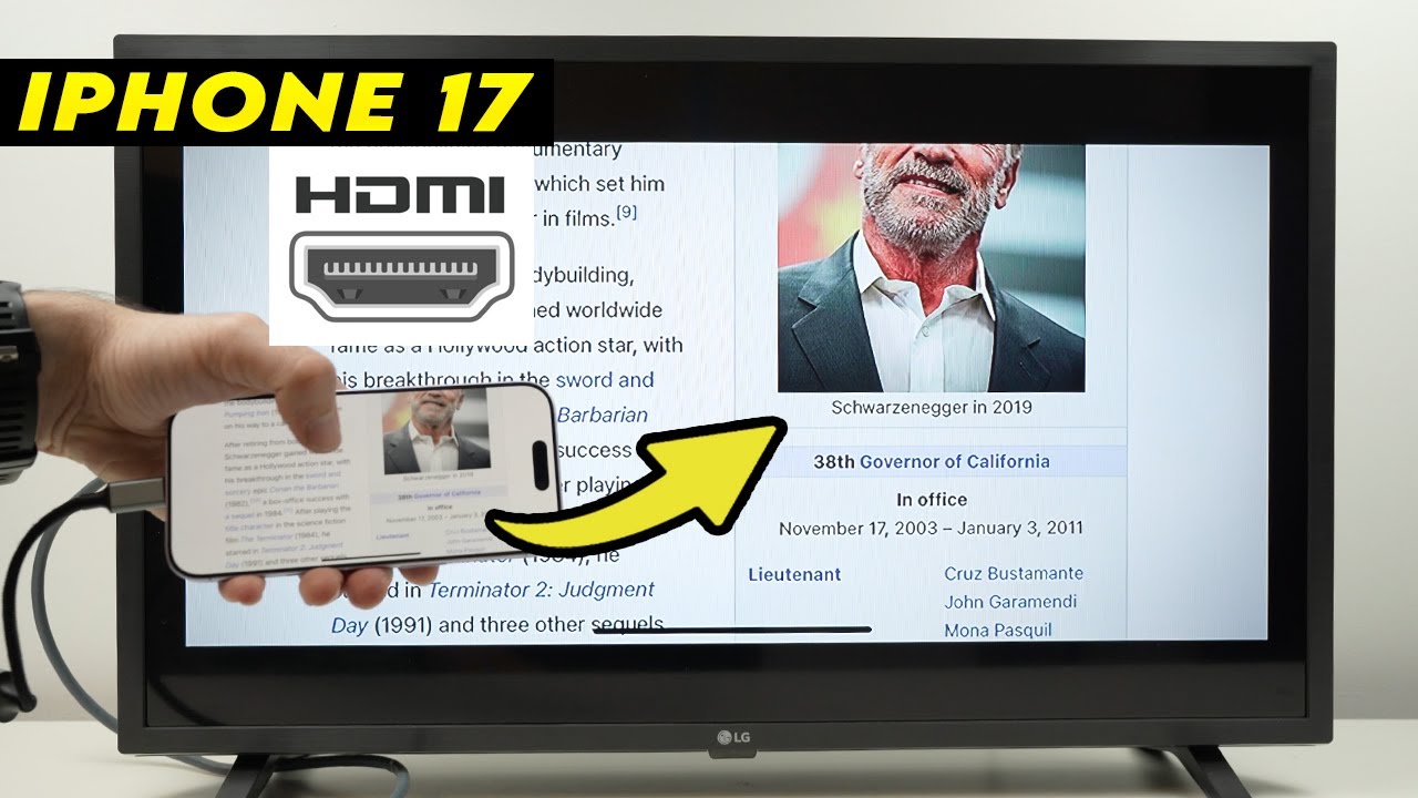 iPhone 17: как подключиться к телевизору с помощью кабеля HDMI