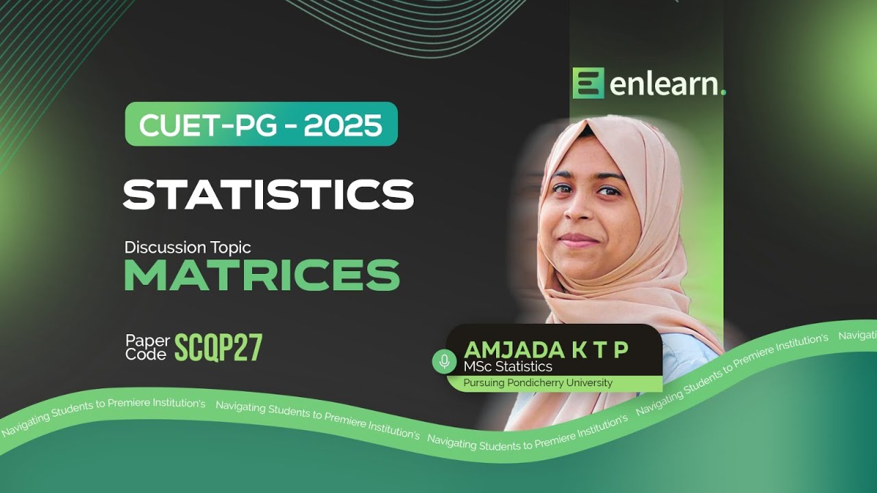 Matrices Discussion - Statistics - #cuetpgmalayalam #cuetpgstatistics