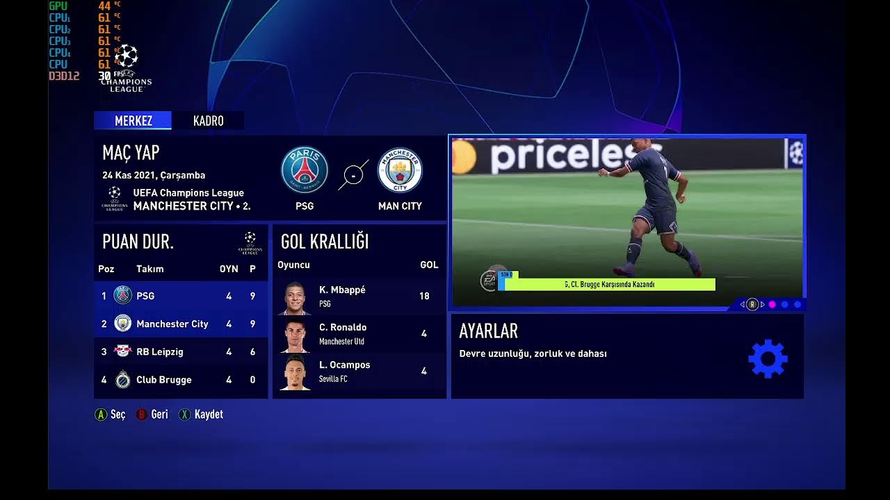 Fifa 22 Canlı Live Şampiyonlar Ligi Paris St Germain