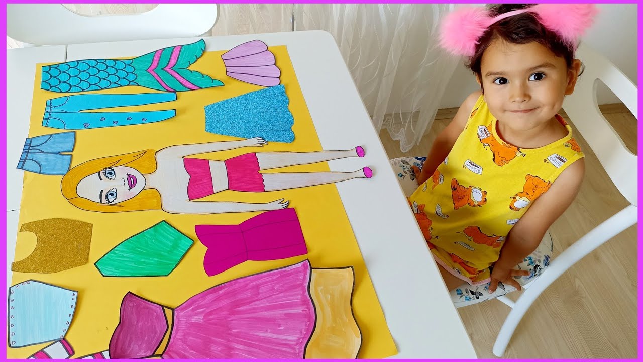 Barbie Kıyafet Giydirme Oyunu - Deniz Kızı ve Prenses Elbiseleri Kağıt Bebek Barbie- Çocuk Videoları