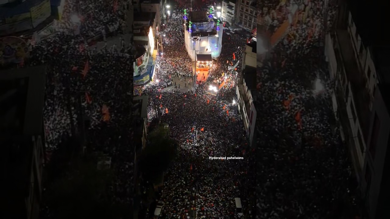 Heavy crowd at Sri Ram Navami Shobha Yatara 2025 Raja singh drone video #ytshorts #viralvideo #yt