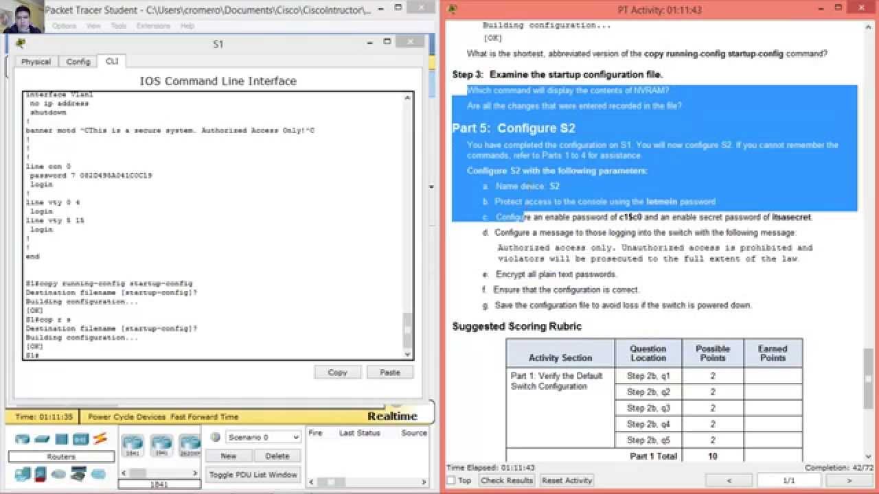 2.2.3.4 Packet Tracer - Configuring Initial Switch Settings