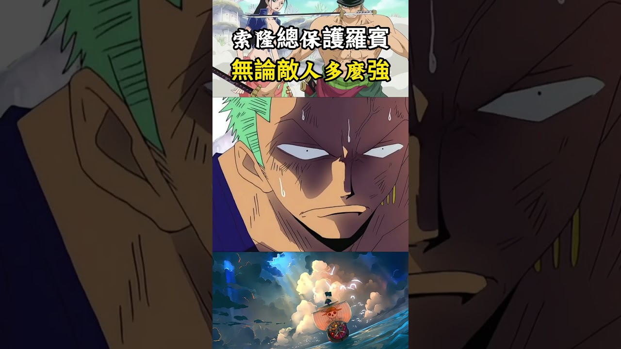 索隆永遠都是第一個站出來保護羅賓的人，即便是遇到堪稱為神的艾尼路，索隆也會不惜生命讓羅賓安全 #onepiece #海賊王 #luffy