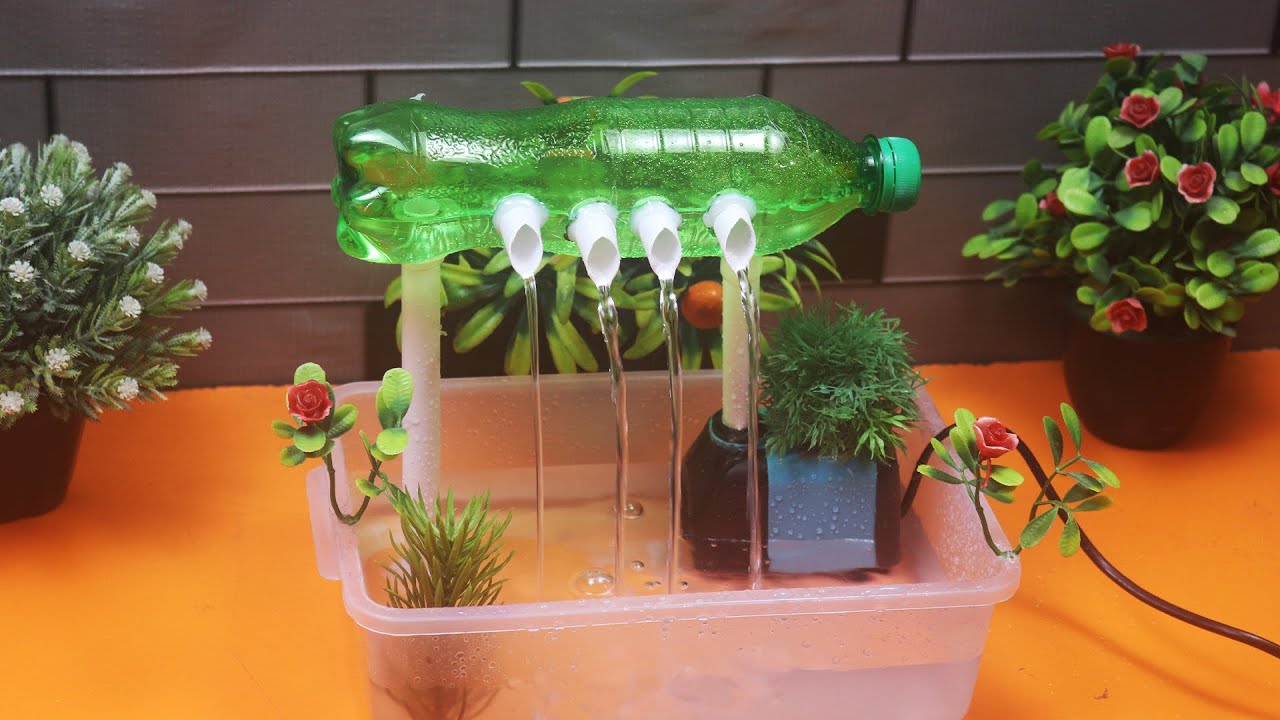 plastic bottle waterfall fountain making easy at home From plastic bottle