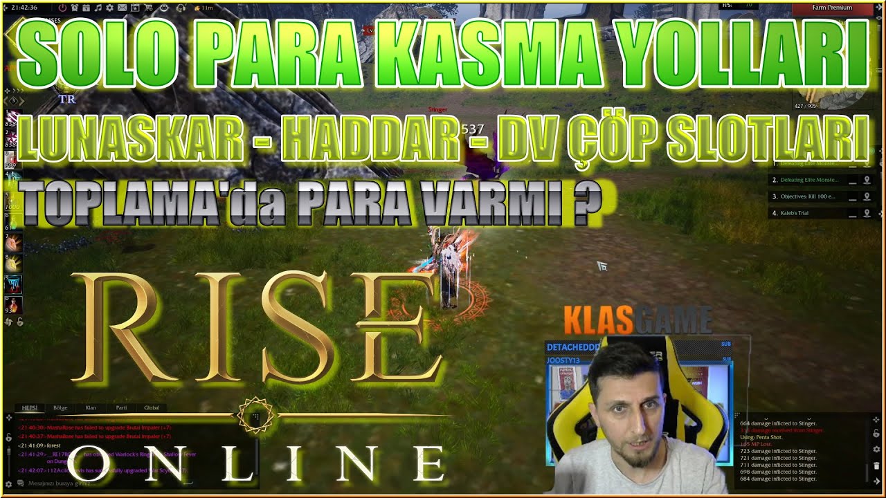 Rise Online Solo Olarak Para Kasma Yolları ve Lunaskar Haddar DV Çöp Slotları - Sesli Bilgiler TR