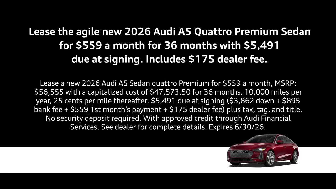 New 2026 Audi A5 quattro&reg; Premium Sedan June Lease Offer