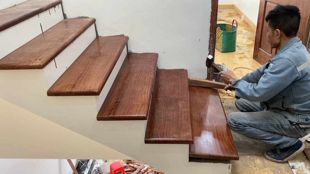 construction simple and easy new style wooden stairs installation technique