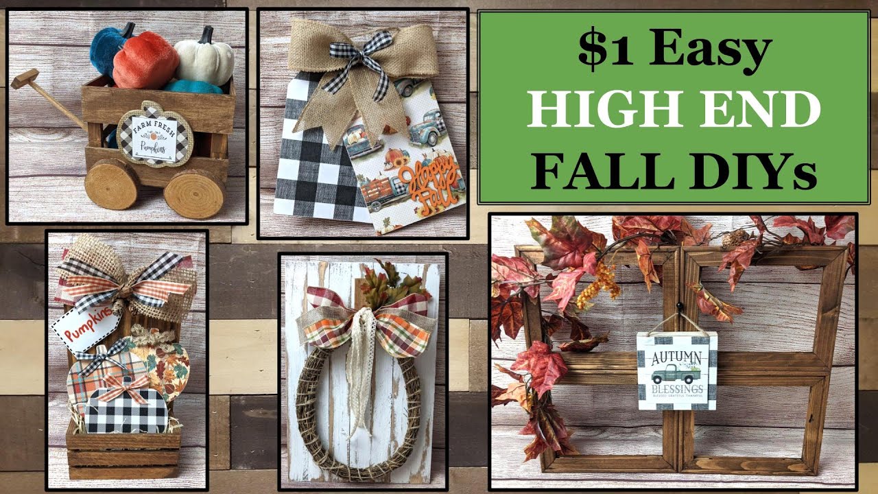 $1 HIGH END EASY WOOD FALL DIYS | DOLLAR TREE DIYS | FARMHOUSE HOME DECOR | BUDGET DECOR DIY