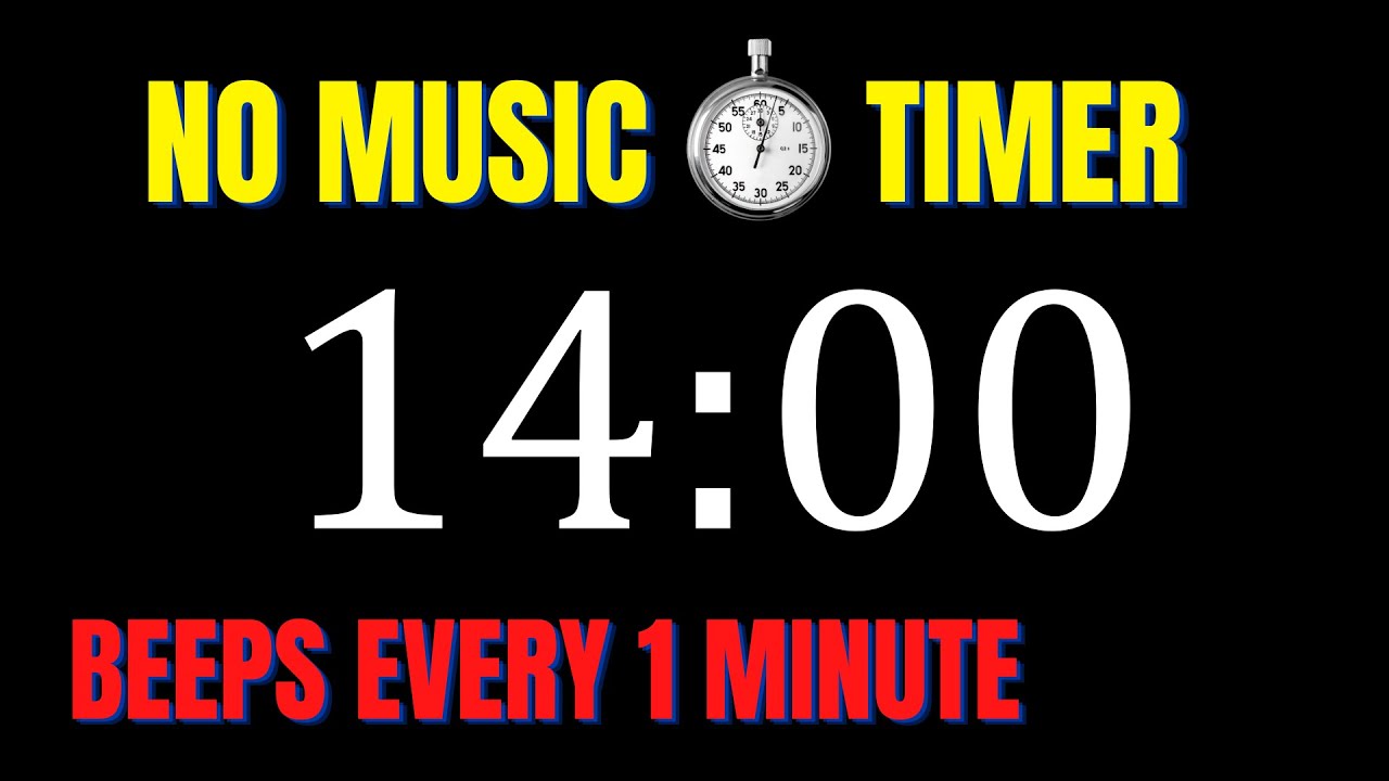 14 Minute Workout Countdown Timer with 1 Minute Interval Beeps | NO MUSIC
