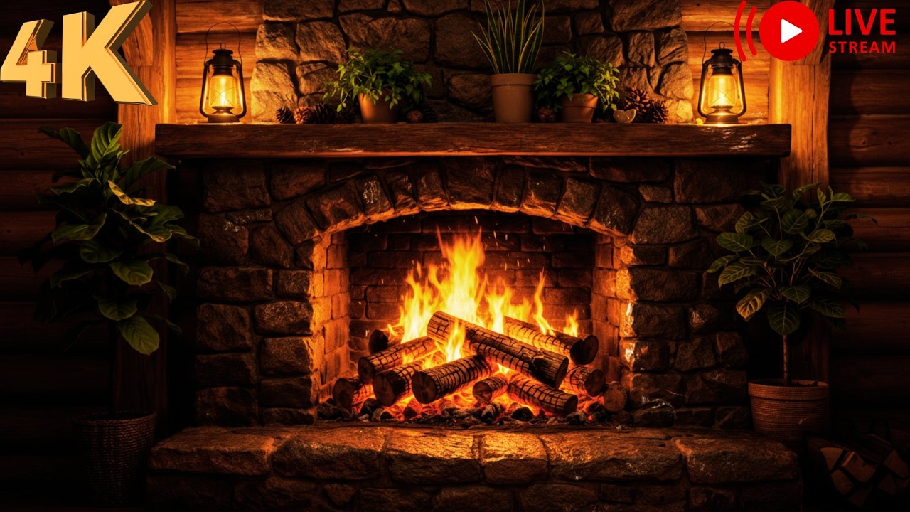 Cozy Fireplace Crackling 🔥 4K | Relaxing Fire Sounds for Sleep, Study & Stress Relief (No Music)