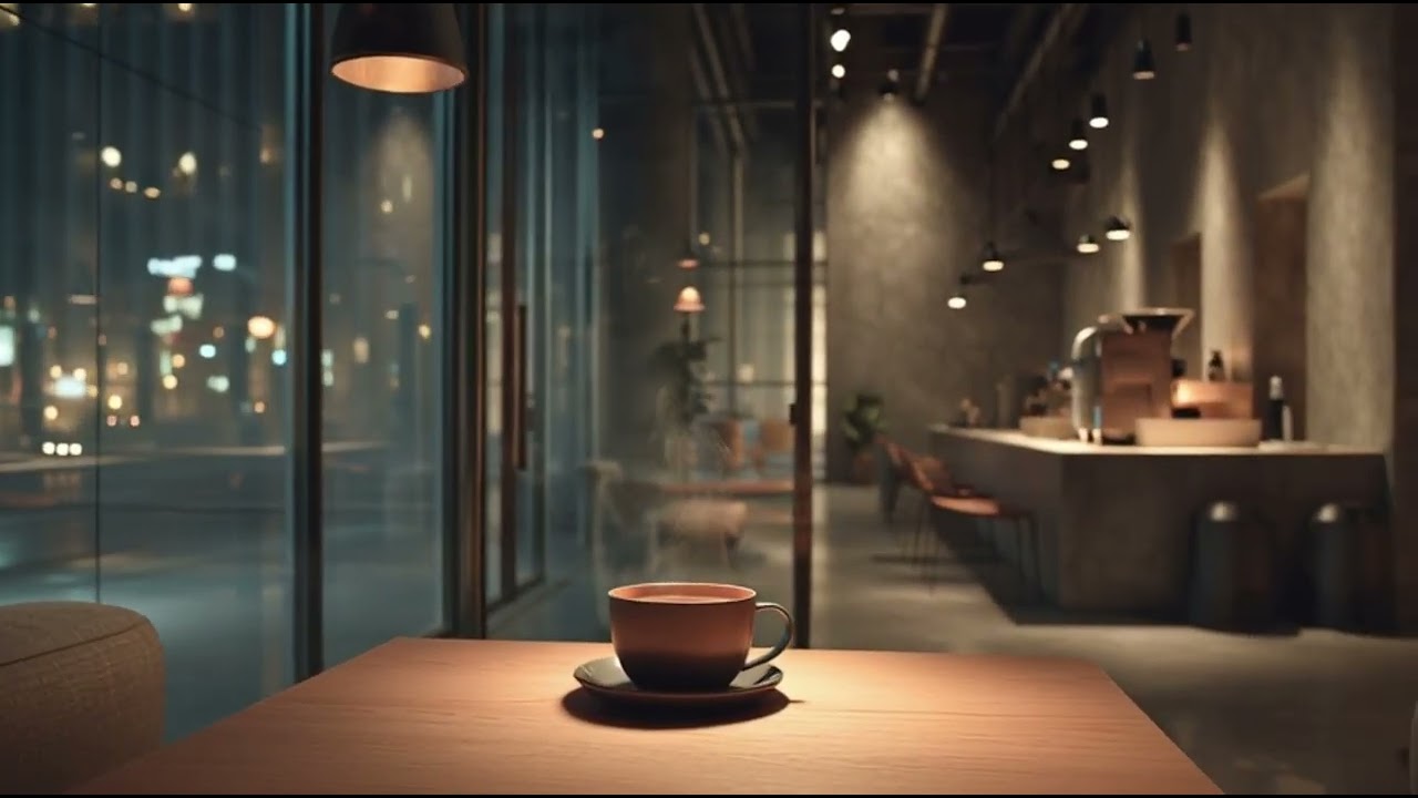 Cozy Modern Café Ambience | Warm Coffee Shop Evening Glow