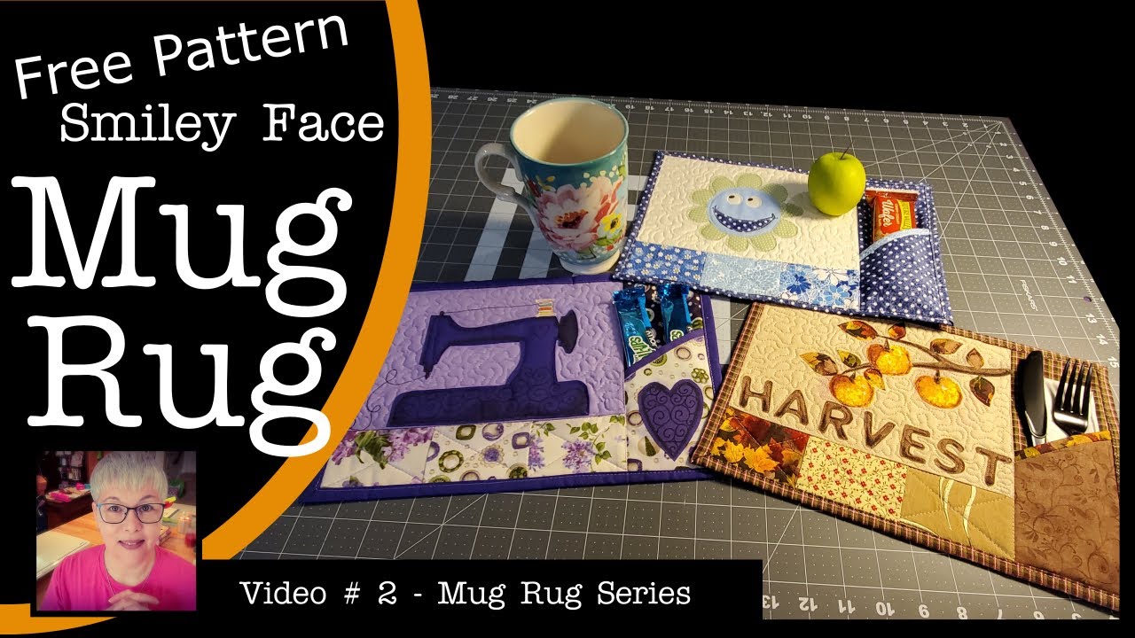 Smiley Face Mug Rug w/ FREE PATTERN - Live Tutorial - Pattern in Description Box