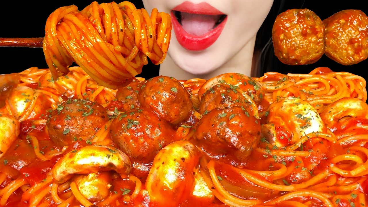 ASMR MEATBALL SPAGHTTI 미트볼 스파게티 리얼사운드 먹방 EATING SOUNDS MUKBANG