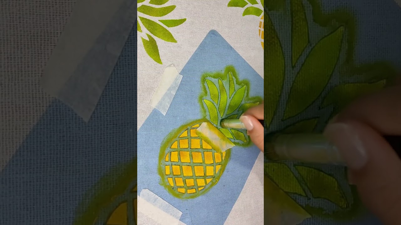 Stencil Caseiro Feito com folha de Raiox, Pintura de Abacaxi #art #stencil  #shortsviral #abacaxi