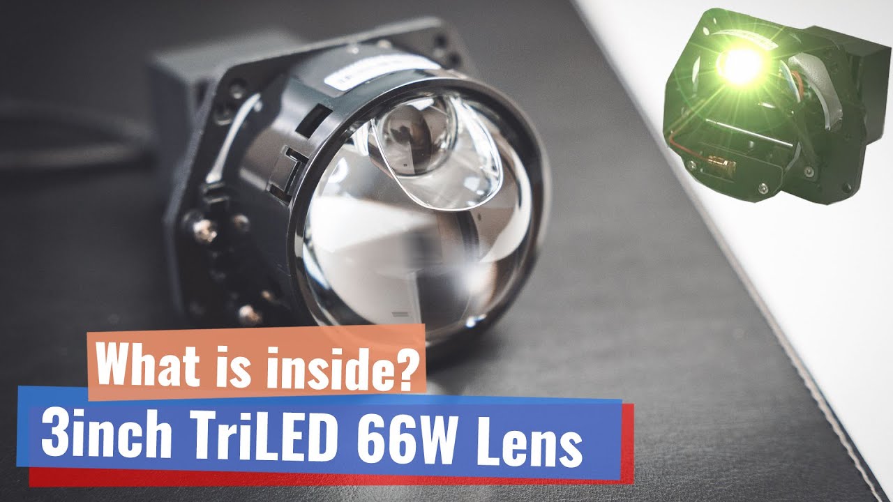 Tri LED 3Inch Projector Lens - 66W - Teardown - What is inside - Headlight Laser Lens Alternative