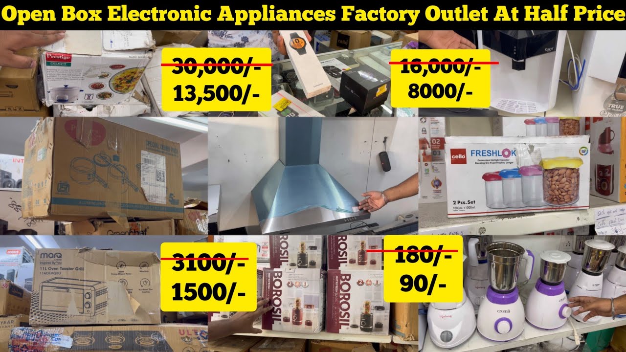 Open Box Electronic Appliance Kitchen Goods Half Price, Cheap Factory Outlet Shopping Hyderabad Rs90