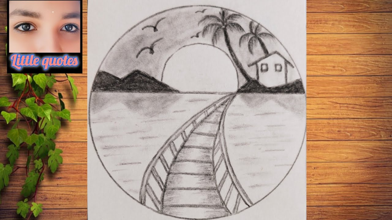 How To Draw A Beautiful Circle Scenery Drawing🏞️🏞️#art#drawing#viral#trending#scenery#subscribe#yt 