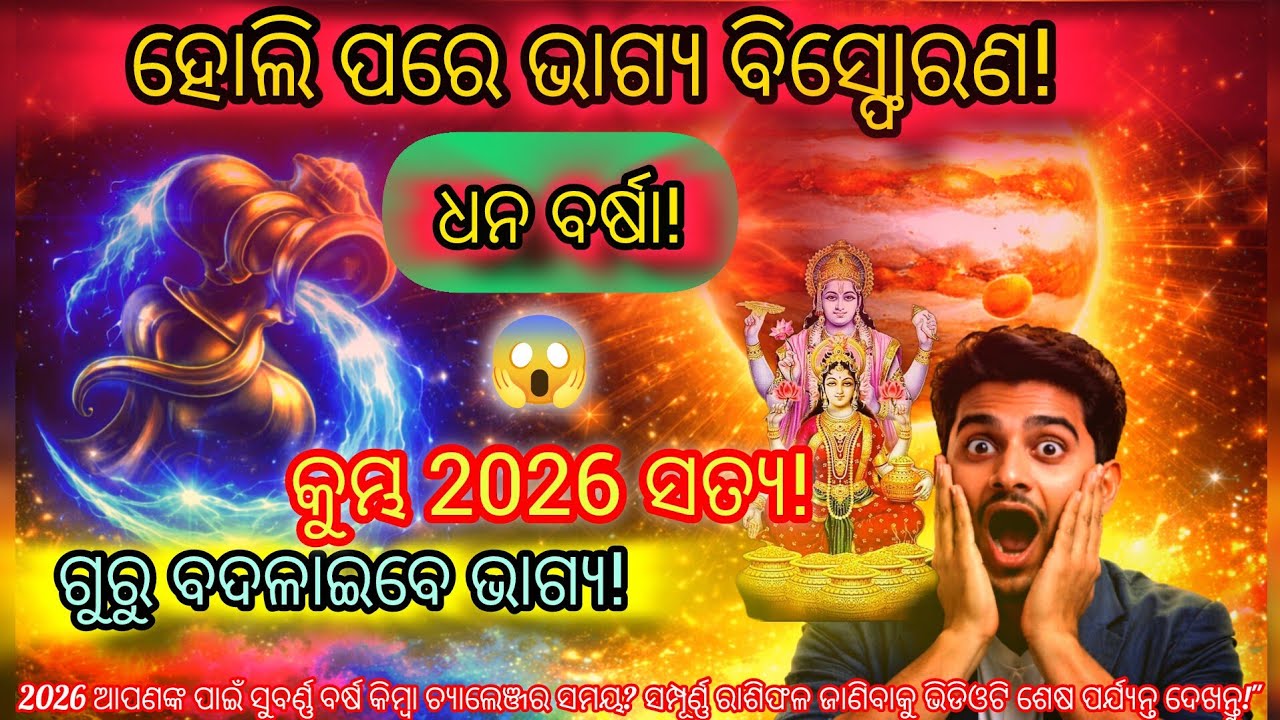 ହୋଲି 2026 ପରେ କୁମ୍ଭ ରାଶିରେ ବଡ ପରିବର୍ତ୍ତନ! ଗୁରୁ ବଦଳାଇବେ ଭାଗ୍ୟ 🔮| Kumbh Rashi 2026 Horoscope in Odia