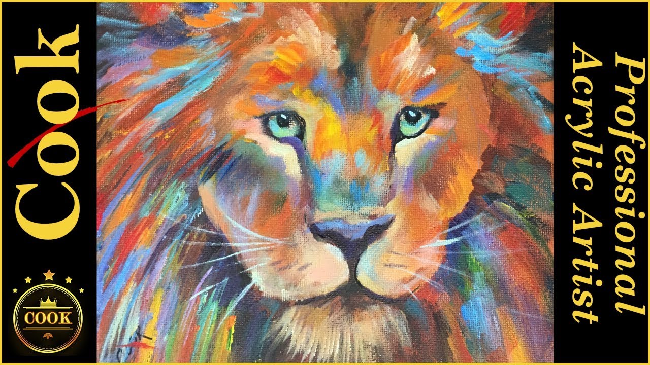 How to paint A  Colorful Lion Portrait  for Beginners