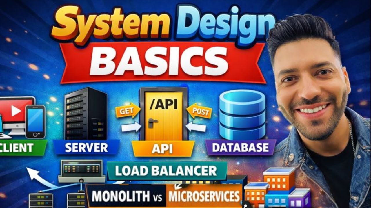 System Design Basics | Client, Server, API, Database, Cache, Load Balancer, Monolith vs Microservice