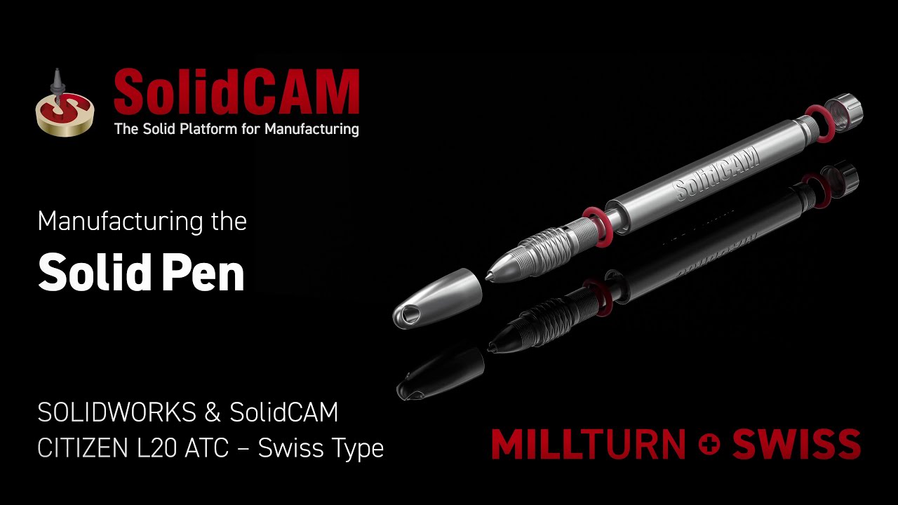 Title: SolidCAM Aluminum Pen, machined by Citizen Swiss CNC