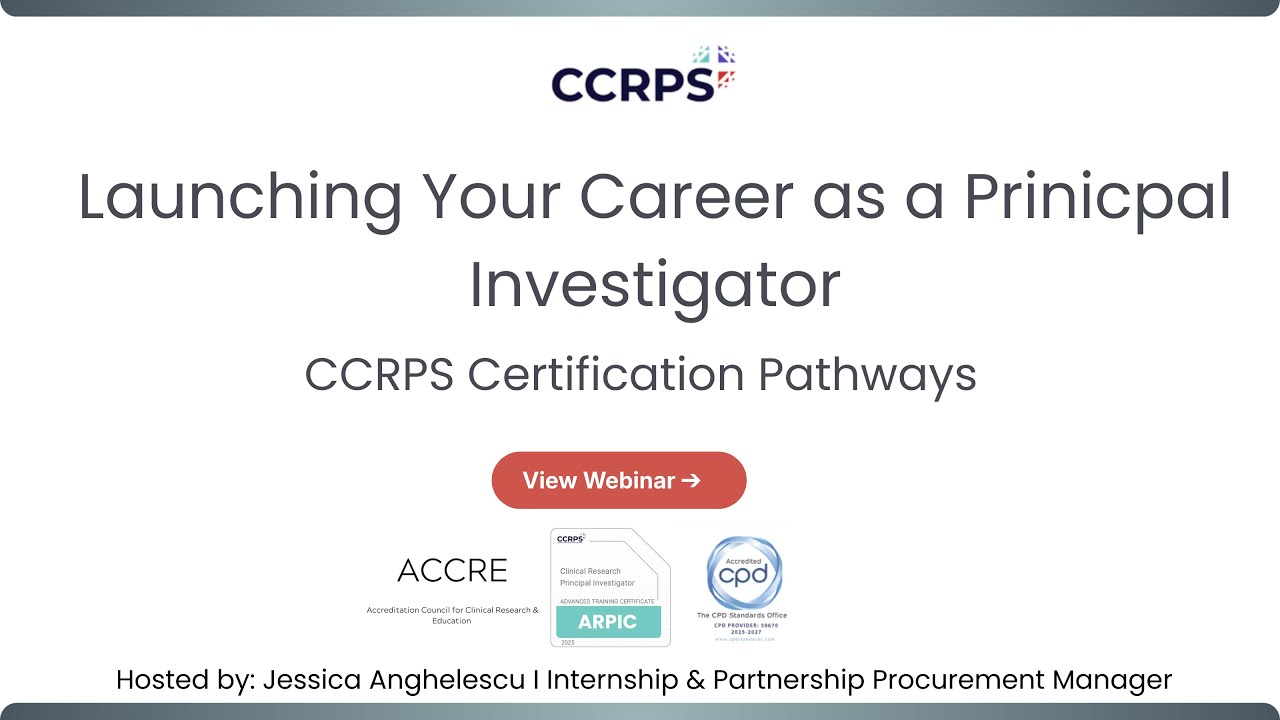 Launching a Career as a Principal Investigator in Clinical Research Trials