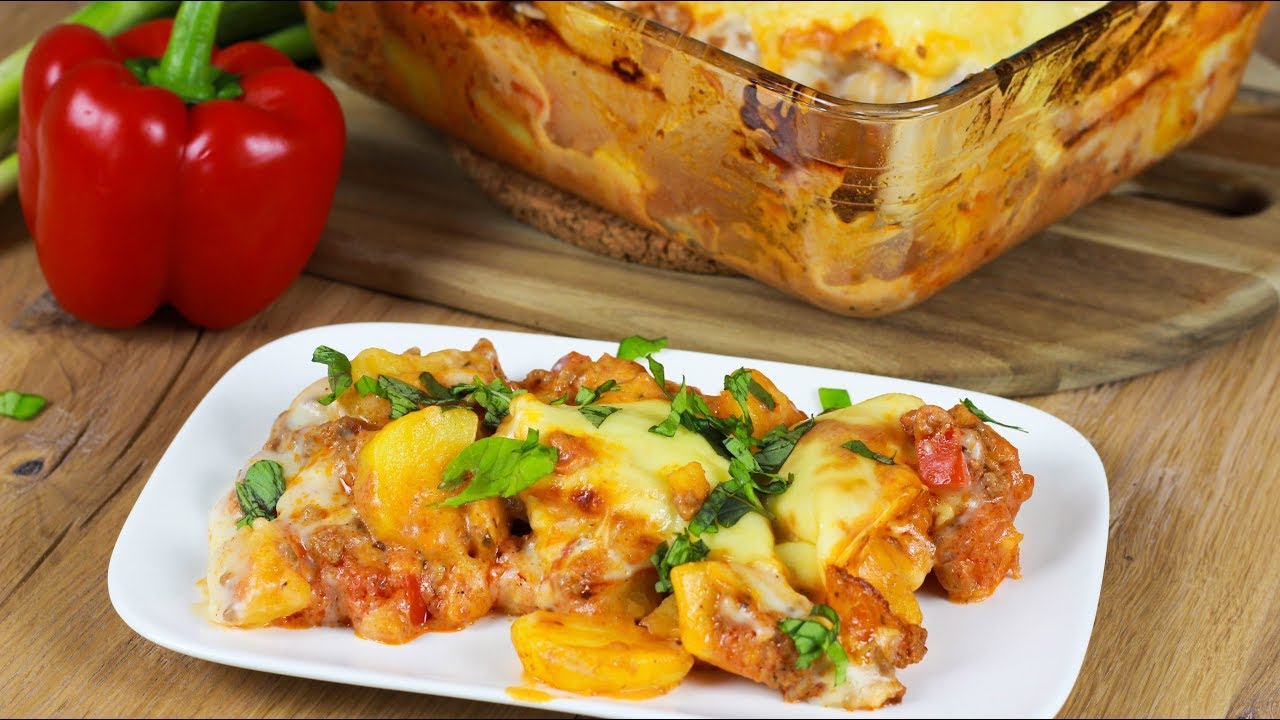 Kartoffel Auflauf mit Bolognese und Béchamel Sauce - Kochen mit Resten