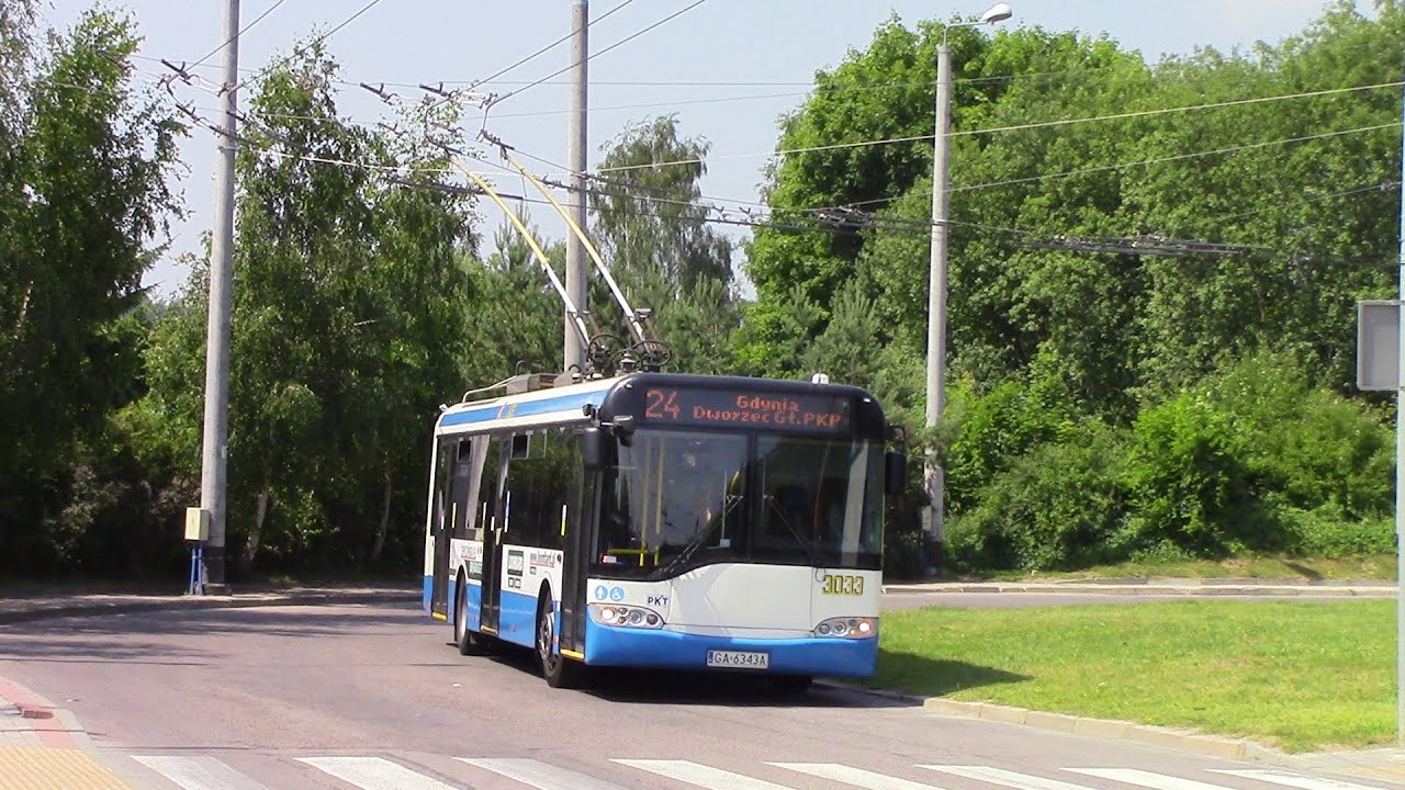 Gdynia Trolleybus Ride Route 24 Gdynia Główna to Dąbrowa Miętowa Solaris Trollino 12T 3033