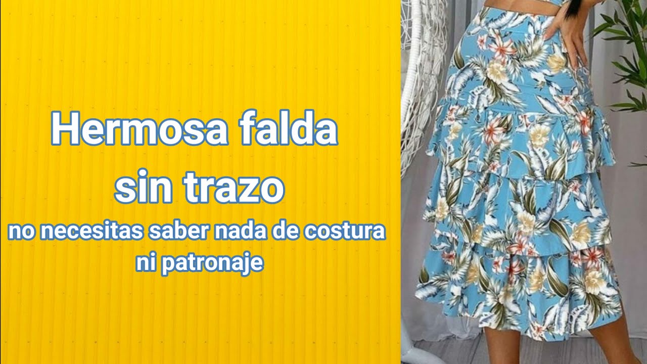 cómo hacer una falda | sin trazo | con volantes|  muy fácil | paso a paso