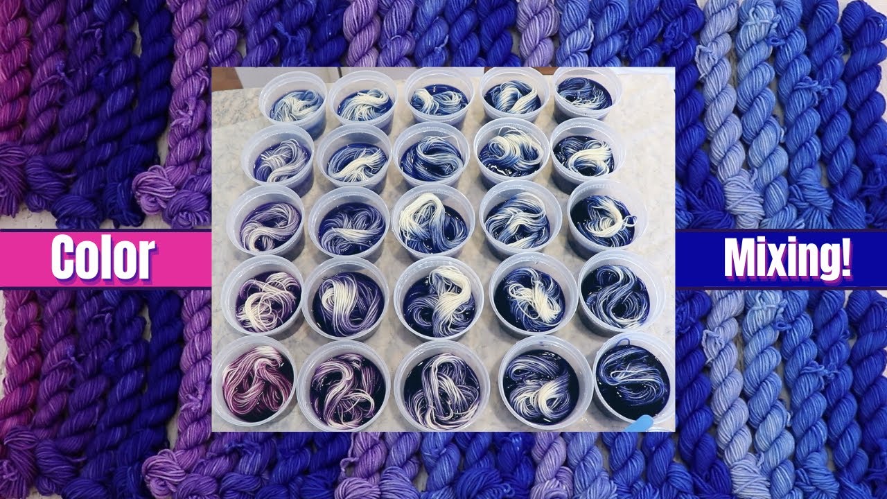 Dyepot Weekly #345 - Color Mixing Extreme Blue and Pink Orchid for 25 Different Yarn Mini Skeins
