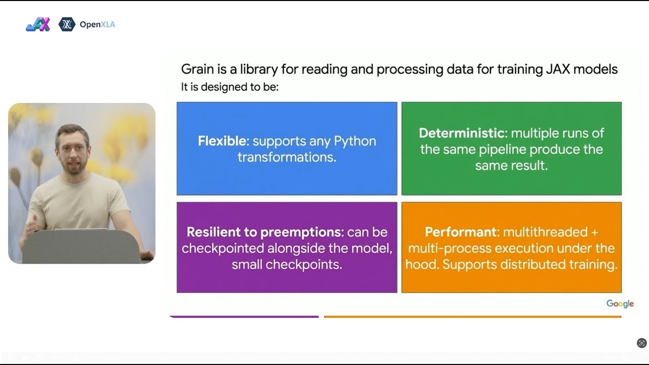 Grain: Обработка, настройка и повышение производительности обучающих данных | JAX/OpenXLA DevLab ...