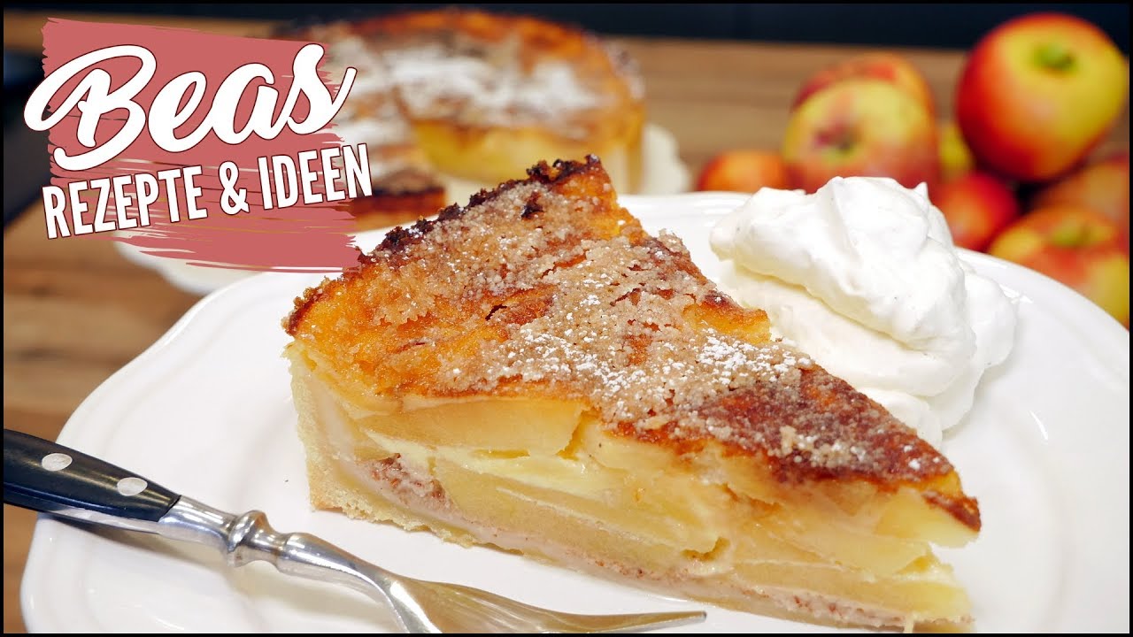 Apfelkuchen mit karamellisiertem Sahneguss backen | Rezept