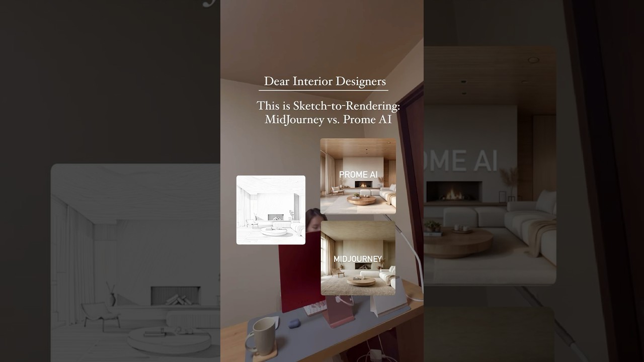 Sketch into Rendering; Midjourney and Prome AI #interiordesign #interiordesigner #aiindesign #ai