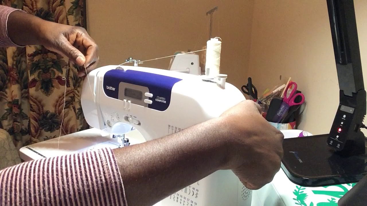 The Process of Threading Brother CS-6000i Computerized Sewing Machine & Adding Thread to Bobbin
