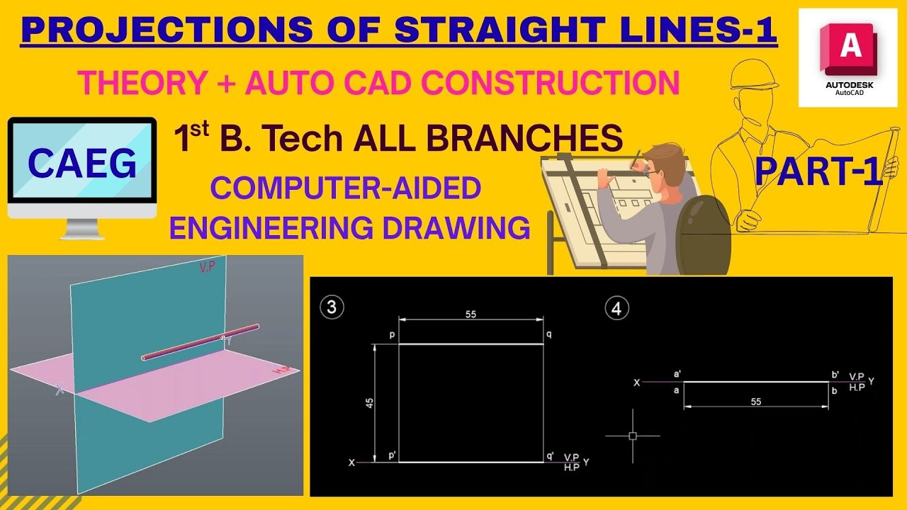 Projection of Straight Lines &ndash; Part 1 | Line Parallel to Planes | Engineering Graphics | AutoCAD