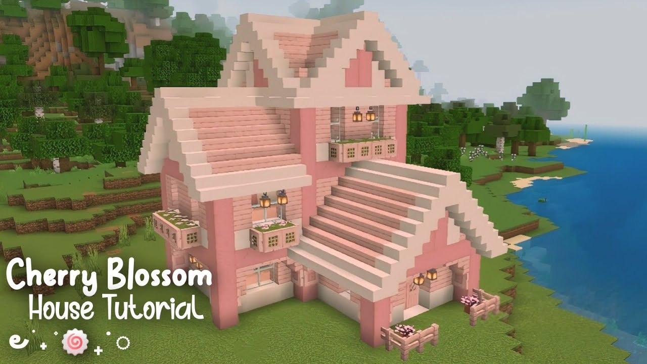 Minecraft Cherry Blossom house tutorial (easy!🍥)